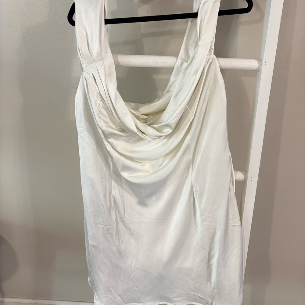 Fashion Nova Ivory Satin Mini Dress